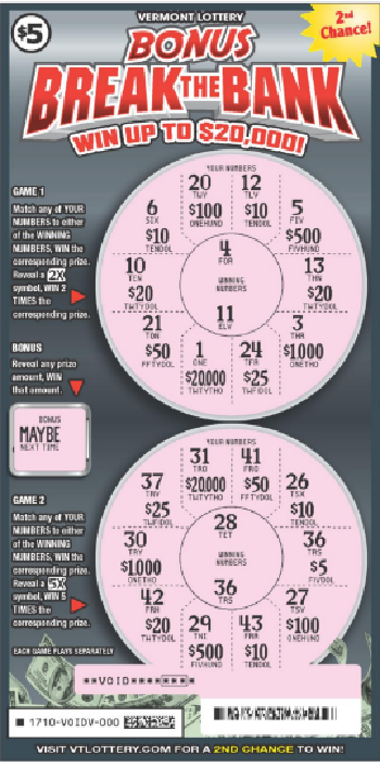 Bonus Break the Bank | Vermont Lottery